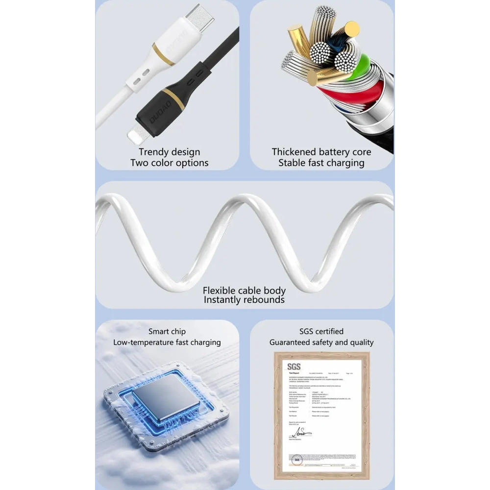 Kabel Dudao L25T USB-A do USB-C 5A 1m biały