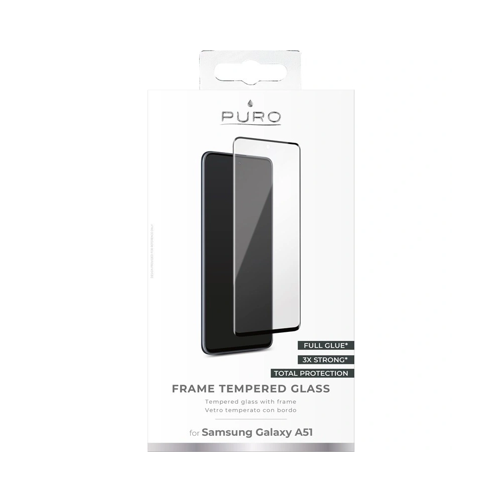 Wholesale PURO Frame Tempered Glass Samsung Galaxy A51 (black) - PUR219BLK - {ean13} - Hurt