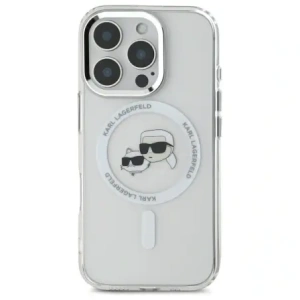 Etui Karl Lagerfeld do Apple iPhone 16 Pro hardcase IML Metal Karl&Choupette Head MagSafe biały