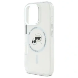 Etui Karl Lagerfeld do Apple iPhone 16 Pro hardcase IML Metal Karl&Choupette Head MagSafe biały