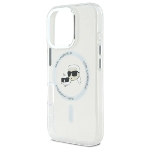 Etui Karl Lagerfeld do Apple iPhone 16 Pro hardcase IML Metal Karl&Choupette Head MagSafe biały