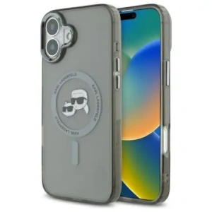 Etui Karl Lagerfeld do Apple iPhone 16 Plus hardcase IML Metal Karl&Choupette Head MagSafe czarny