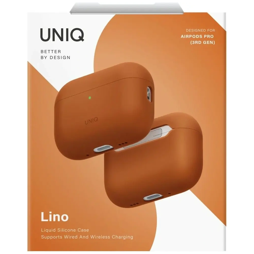 Etui UNIQ Lino do Apple AirPods Pro 3 gen Silicone pomarańczowy