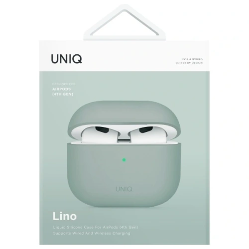 Etui UNIQ Lino do Apple AirPods 4 Silicone zielony/iceplant green