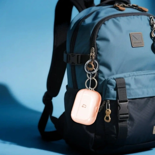 Elastyczne etui z karabińczykiem Bizon Case Headphone Clear do Apple AirPods Pro 3 pomarańczowe