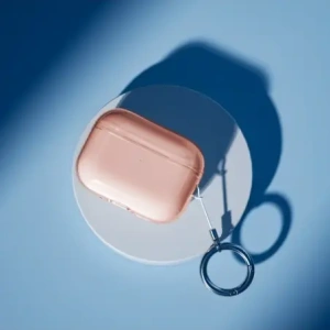 Elastyczne etui z karabińczykiem Bizon Case Headphone Clear do Apple AirPods Pro 3 pomarańczowe