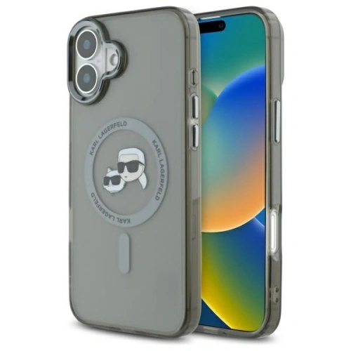 Etui Karl Lagerfeld do Apple iPhone 16 hardcase IML Metal Karl&Choupette Head MagSafe czarny
