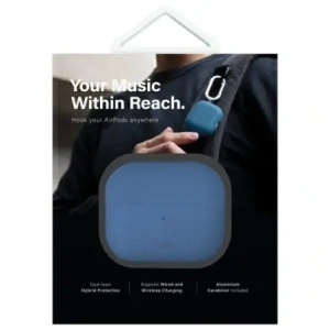 Etui UNIQ Nexo do Apple AirPods 4 + Ear Hooks Silicone niebieski/pacific blue