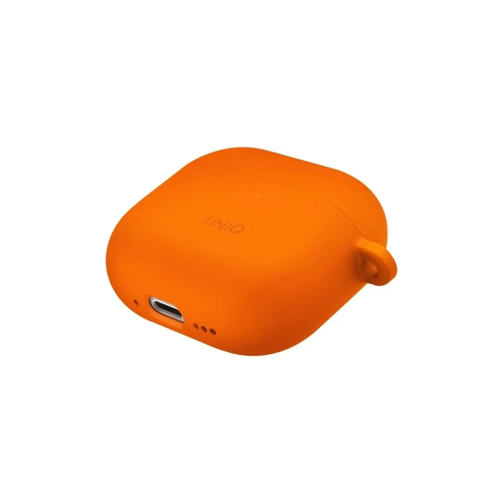 Etui UNIQ Nexo do Apple AirPods 4 + Ear Hooks Silicone pomarańczowy/volt orange
