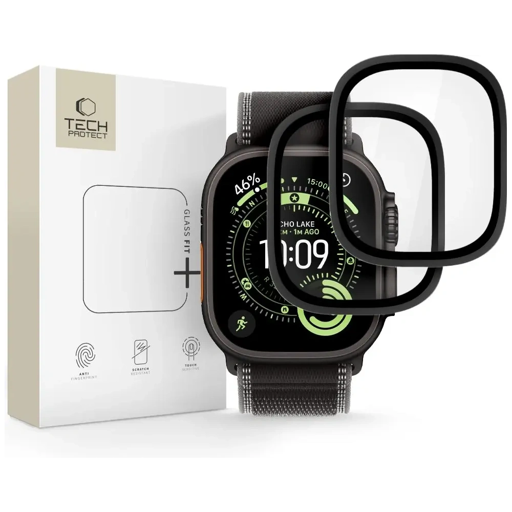 Szkło hartowane Tech-Protect Glass Ring do Apple Watch Ultra 1 / 2 / 3 49mm Black [2 PACK]