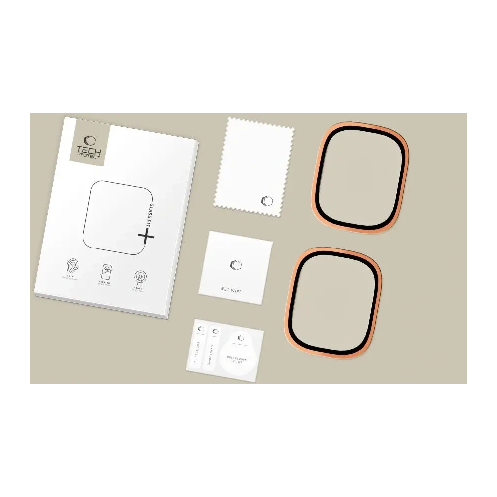 Szkło hartowane Tech-Protect Glass Ring do Apple Watch Ultra 1 / 2 / 3 49mm Cosmic Orange [2 PACK]