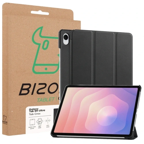 Etui z klapką Bizon Case Tab Croc do Samsung Galaxy Tab S11 Ultra czarne
