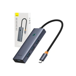 HUB 5w1 Baseus UltraJoy 5-Port USB-C / HDMI4K@30Hz, 4xUSB-A 3.0 Szary