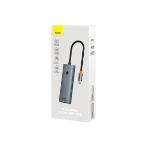 HUB 5w1 Baseus UltraJoy 5-Port USB-C / HDMI4K@30Hz, 4xUSB-A 3.0 Szary