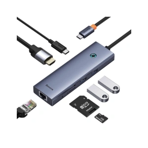 HUB 7w1 Baseus UltraJoy 7-Port USB-C / HDMI4K@30Hz, 2xUSB-A 3.0, USB-C PD, RJ45, SD/TF3.0