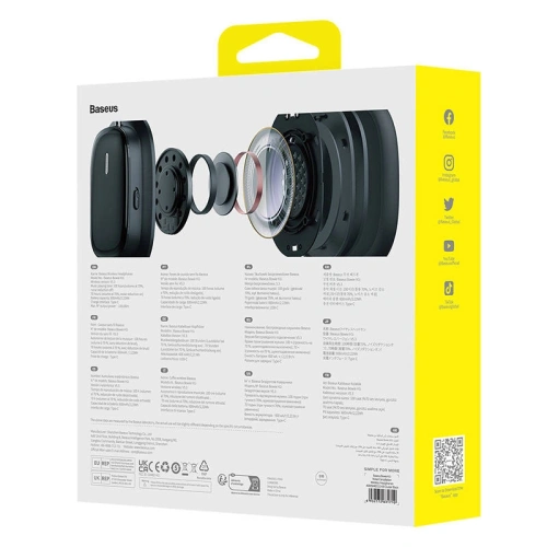 Bezprzewodowe słuchawki nauszne Baseus Bowie H1i ANC Bluetooth 5.3 (czarne)