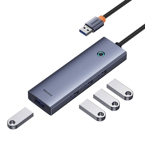 HUB 4w1 Baseus UltraJoy USB-A / 4xUSB-A 3.0 (szary)