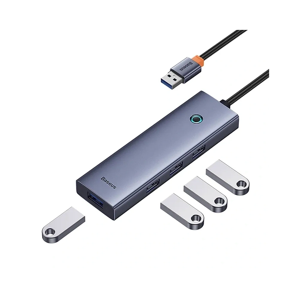 HUB 4w1 Baseus UltraJoy USB-A / 4xUSB-A 3.0 (szary)