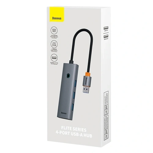 HUB 4w1 Baseus UltraJoy USB-A / 4xUSB-A 3.0 (szary)