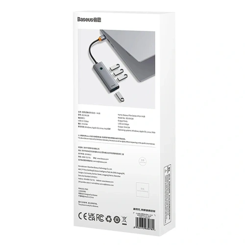 HUB 4w1 Baseus UltraJoy USB-A / 4xUSB-A 3.0 (szary)