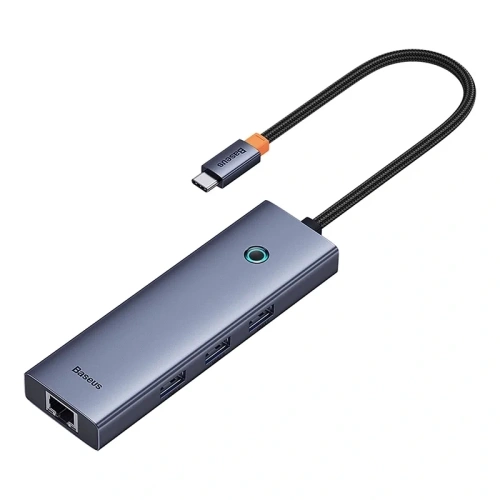 HUB 6w1 Baseus UltraJoy USB-C / HDMI4K@30Hz, 3xUSB-A 3.0+ USB-C PD+RJ45 (szary)