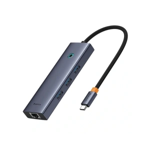 HUB 6w1 Baseus UltraJoy USB-C / HDMI4K@30Hz, 3xUSB-A 3.0+ USB-C PD+RJ45 (szary)