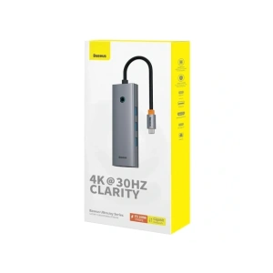 HUB 6w1 Baseus UltraJoy USB-C / HDMI4K@30Hz, 3xUSB-A 3.0+ USB-C PD+RJ45 (szary)