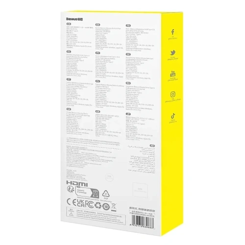 HUB 6w1 Baseus UltraJoy USB-C / HDMI4K@30Hz, 3xUSB-A 3.0+ USB-C PD+RJ45 (szary)