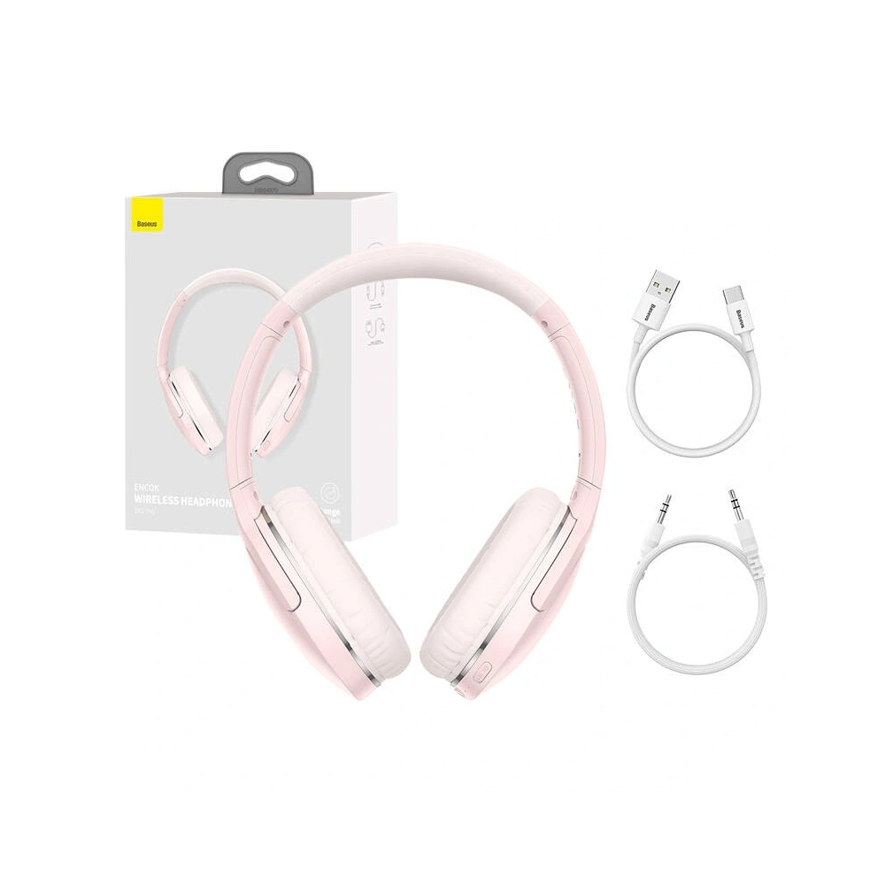 Bezprzewodowe słuchawki nauszne Baseus Encok D02 PRO Bluetooth 5.0 (różowe)