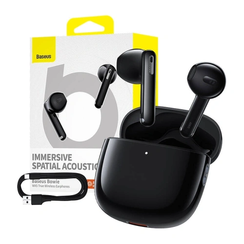 Bezprzewodowe słuchawki douszne TWS Baseus Bowie WX5 Bluetooth 5.3 (czarny)