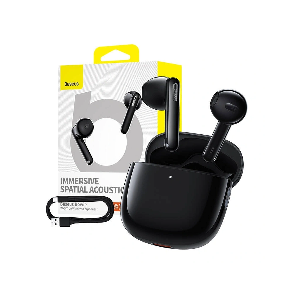 Bezprzewodowe słuchawki douszne TWS Baseus Bowie WX5 Bluetooth 5.3 (czarny)