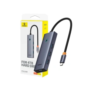 HUB 5w1 Baseus UltraJoy 5-Port USB-C / 4xUSB-A 3.0, USB-C PD Szary