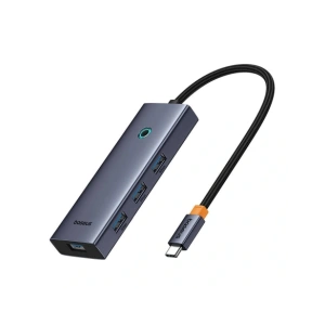 HUB 5w1 Baseus UltraJoy 5-Port USB-C / 4xUSB-A 3.0, USB-C PD Szary