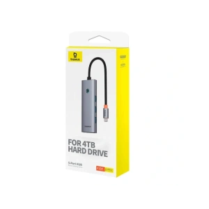 HUB 5w1 Baseus UltraJoy 5-Port USB-C / 4xUSB-A 3.0, USB-C PD Szary