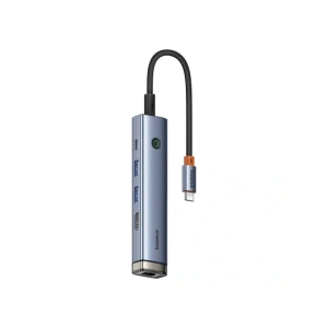 HUB 5w1 Baseus Ultra Joy USB-C / HDMI 2xUSB3.0, USB-C PD, RJ45 (szary)