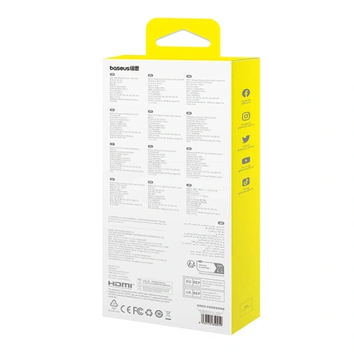 HUB 5w1 Baseus Ultra Joy USB-C / HDMI 2xUSB3.0, USB-C PD, RJ45 (szary)