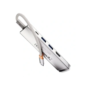 HUB 5w1 Baseus Ultra Joy USB-C / HDMI 2xUSB3.0, USB-C PD, RJ45 (srebrny)