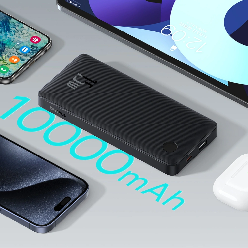 Powerbank Baseus Airpow Lite 10000mAh 15W z kablem Baseus Simple USB-C 30cm czarny