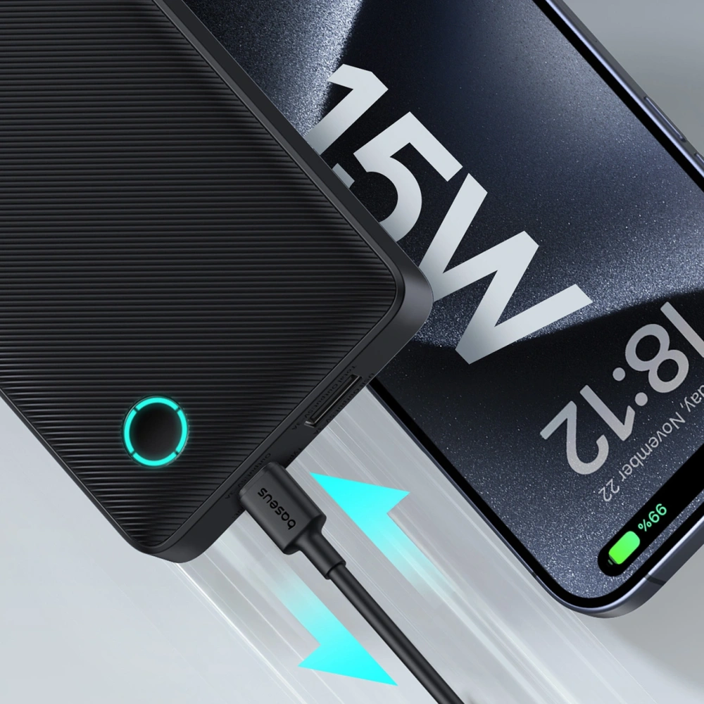 Powerbank Baseus Airpow Lite 10000mAh 15W z kablem Baseus Simple USB-C 30cm czarny