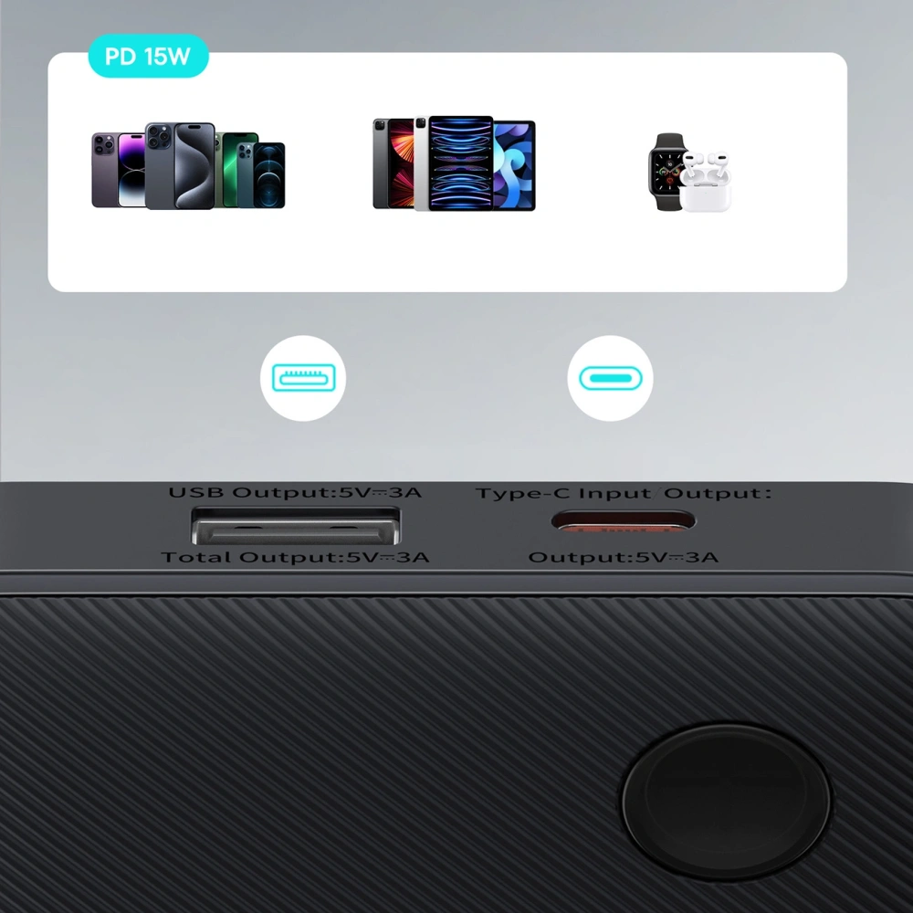 Powerbank Baseus Airpow Lite 10000mAh 15W z kablem Baseus Simple USB-C 30cm czarny