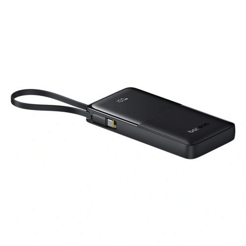 Powerbank Baseus Bipow 2 10000mah 20W z cyfrowym wyświetlaczem + wbudowany kabel USB-C czarny