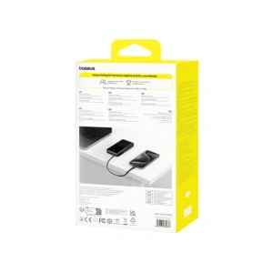 Powerbank Baseus Bipow 2 10000mah 20W z cyfrowym wyświetlaczem + wbudowany kabel USB-C czarny