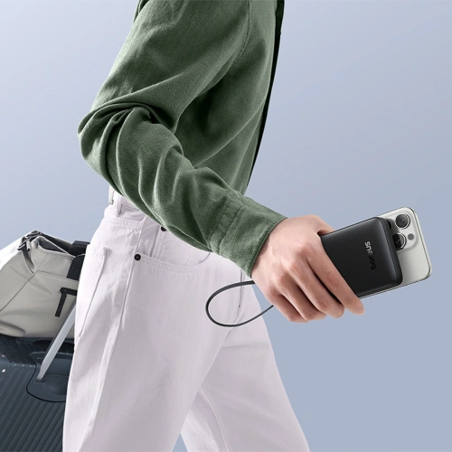 Powerbank Baseus Bipow 2 10000mah 20W z cyfrowym wyświetlaczem + wbudowany kabel USB-C czarny