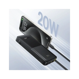 Powerbank Baseus Bipow 2 10000mah 20W z cyfrowym wyświetlaczem + wbudowany kabel USB-C czarny