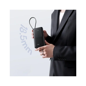 Powerbank Baseus Bipow 2 10000mah 20W z cyfrowym wyświetlaczem + wbudowany kabel USB-C czarny