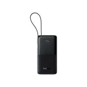 Powerbank Baseus Bipow 2 20000mah 20W z cyfrowym wyświetlaczem + wbudowany kabel USB-C czarny