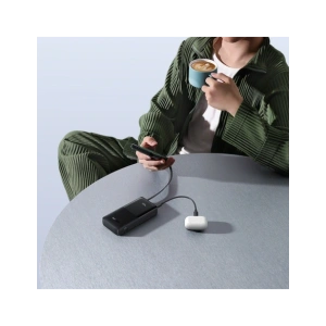 Powerbank Baseus Bipow 2 20000mah 20W z cyfrowym wyświetlaczem + wbudowany kabel USB-C czarny