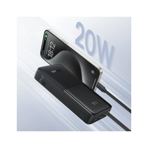 Powerbank Baseus Bipow 2 20000mah 20W z cyfrowym wyświetlaczem + wbudowany kabel USB-C czarny