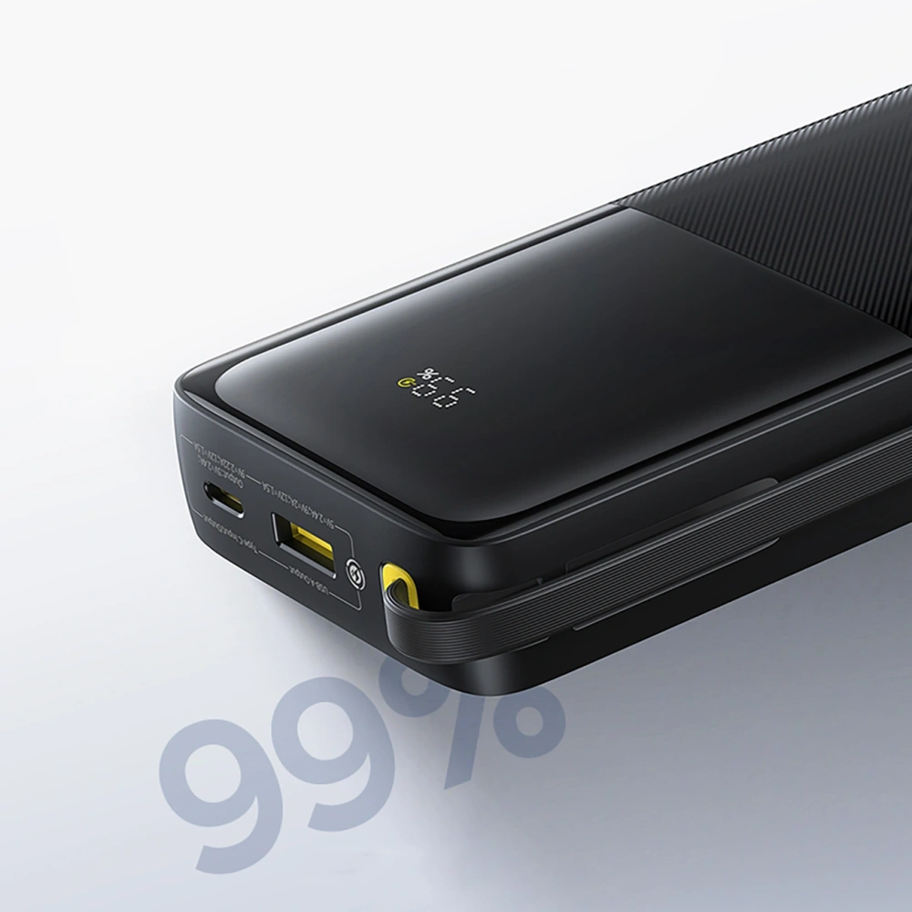 Powerbank Baseus Bipow 2 20000mah 20W z cyfrowym wyświetlaczem + wbudowany kabel USB-C czarny