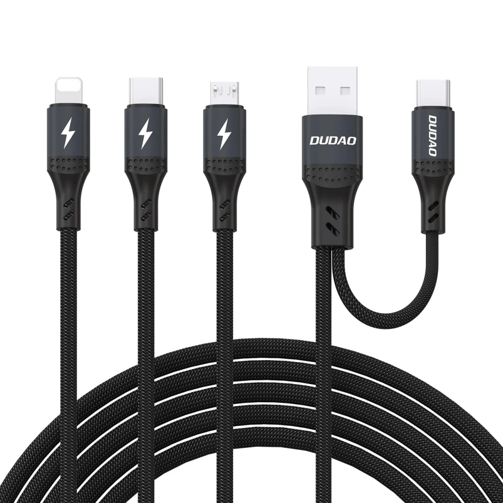 Kabel Dudao L3W USB-A / USB-C do Lightning / USB-C / MicroUSB 66W czarny